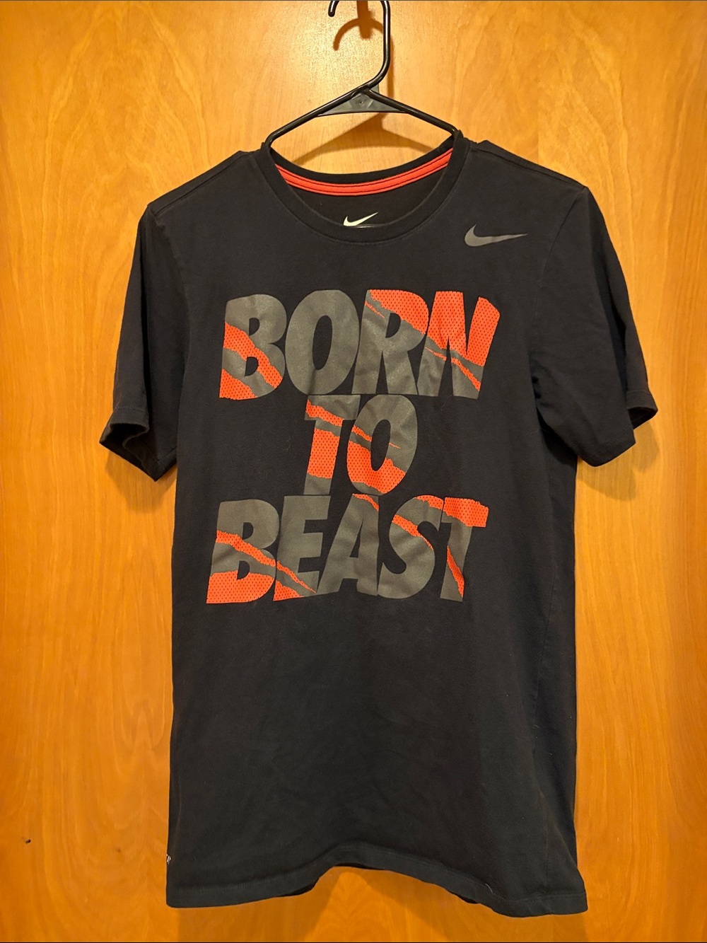 Nike Black Short Sleeve Tee with Orange Graphic - "Born to Beast"